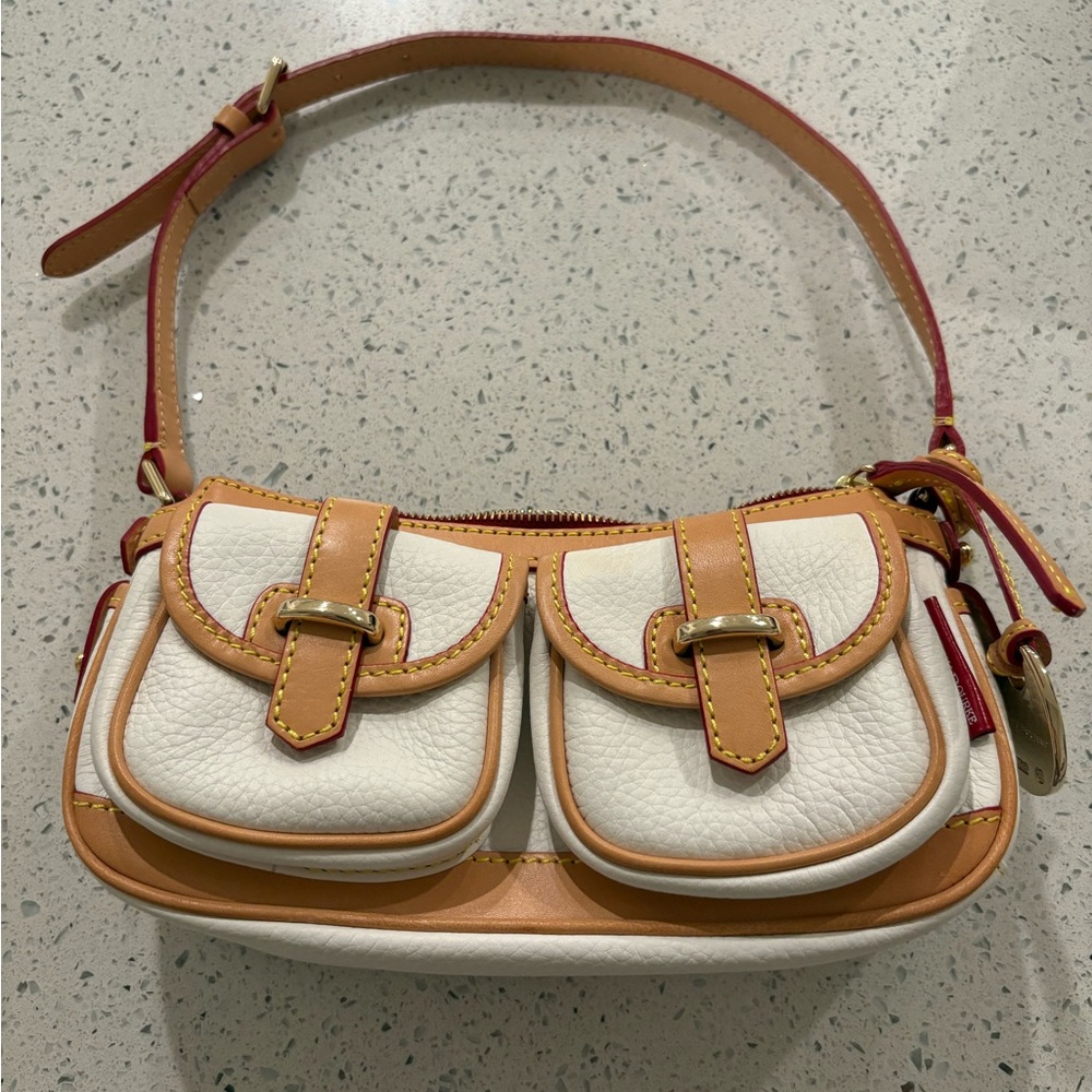 Dooney & Bourke Vintage Banana White Pebble Leather Shoulder Bag